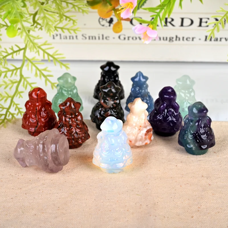 Wholesale Christmas crystal hand carved mini crystal tree for decoration