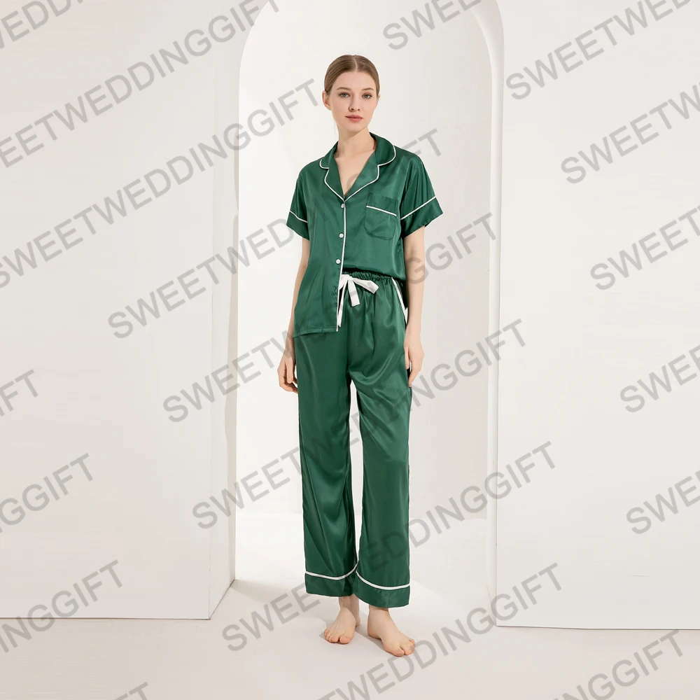 928 Short-Sleeve Pajama Sets Long Pants Homewear Nightgown