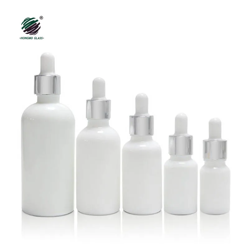 Refined Oil Bottle With Child-proof Dropper 10 Ml 30 Ml 50 Ml 100 Ml White Glass Spiral Cap Essential Oil Bottle Dropper bottles