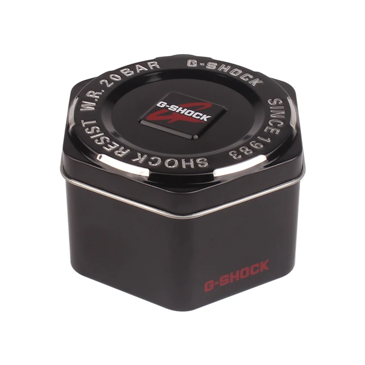 Factory Supply Branded Black Hexagon Fossil Watch Tin Box With Cover