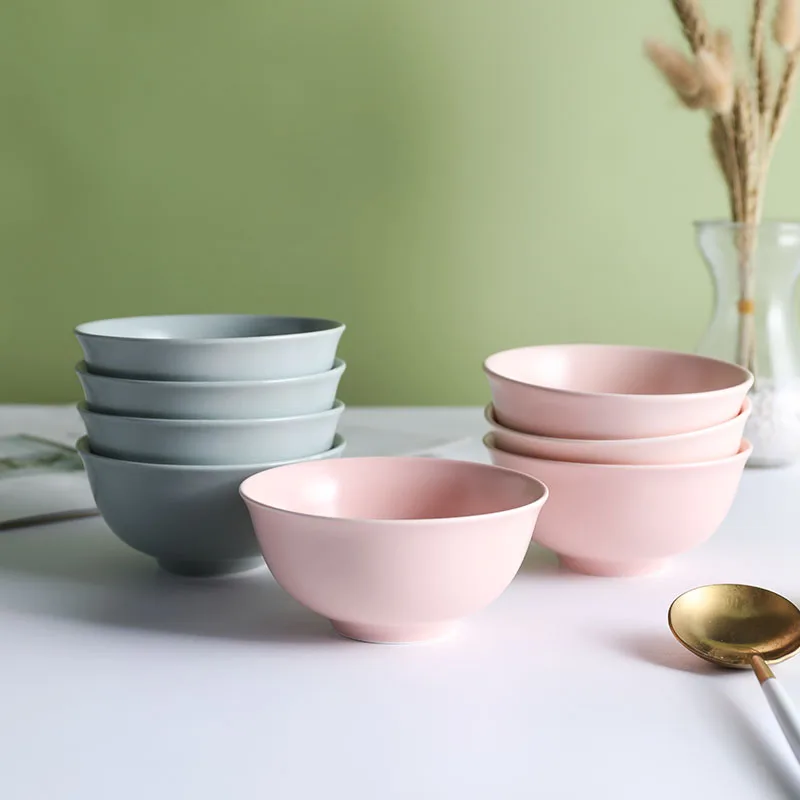 4.5inch Pink Bowl Ceramic Matte Small Bowls Porcelain Colorful Bowl