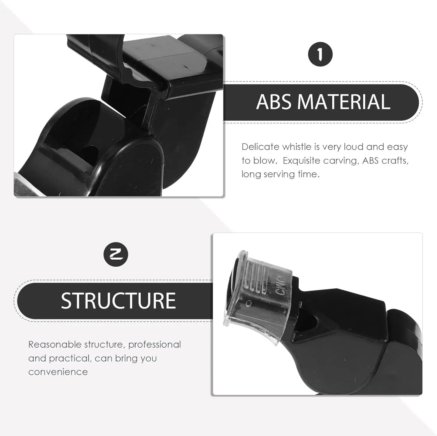 Sports Finger Grip Whistle, Soccer Whistle, Referee Whistle No Lanyard Plastic Loud Crisp Sound Whistles Rings