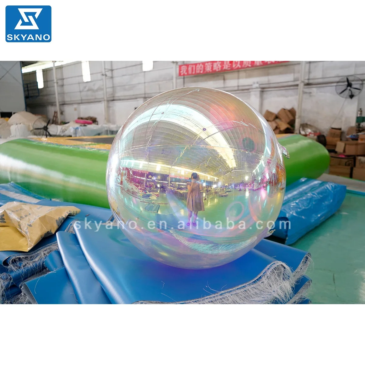 Double layer Iridescent Christmas decoration ball inflatable huang mirror ball