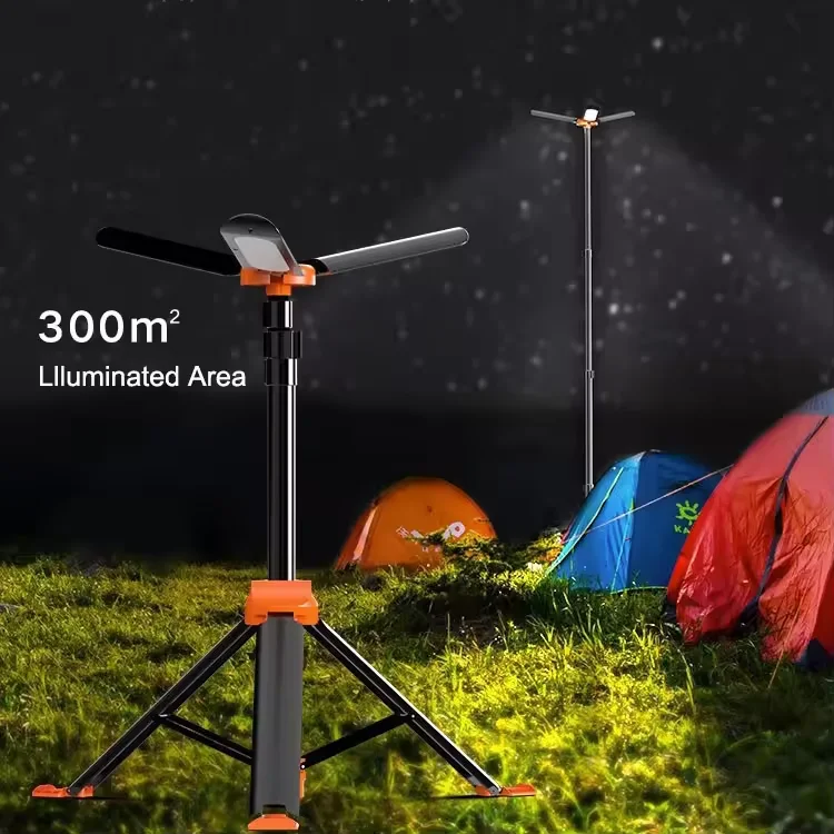 Portable Camping Light LED Selfie Light Outdoor Waterproof Retractable Adjustable LED Rechargeable Tripod Work Light With Stand