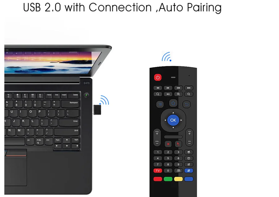 Mini 2.4Ghz Wireless Keyboard 6-Axis TV Projector Air Mouse Remote Control