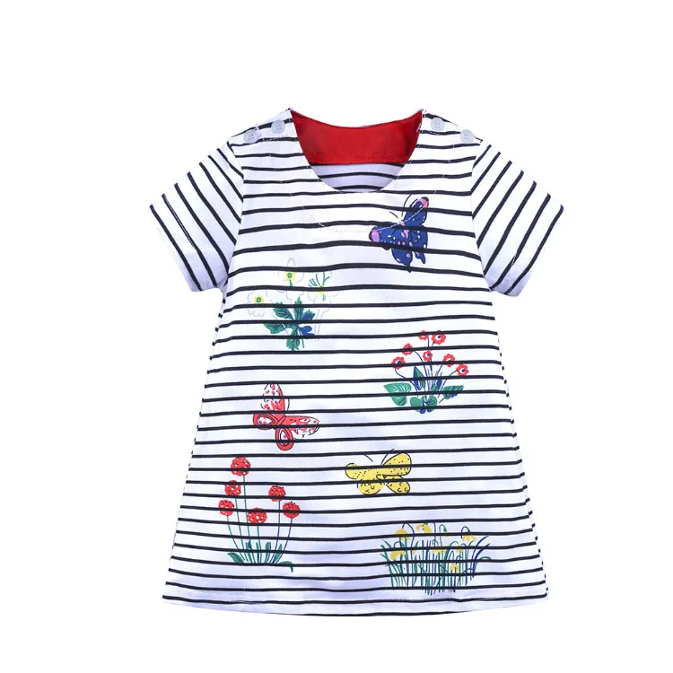 
Wholesale summer new kids clothes short sleeve flowers printed casual girls dress 