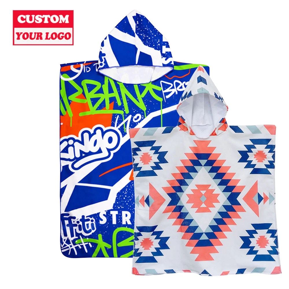 High Quality Microfiber Kids Hooded Beach Towel Hot Selling  Fanny Children Bathrobe For Beach