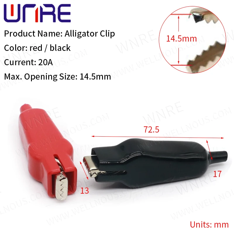 1 Pair Black Red Soft Plastic Coated Soft Plastic Coated  Mini Alligator Test Clips Crocodile Electrical Clamp spring clip