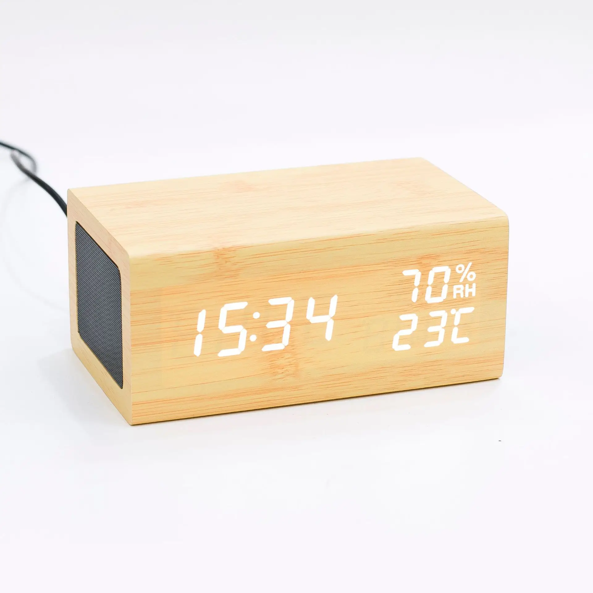 Portable Time Clock + Alarm Clock + Dimming LED Mood Lighting + 15W Wireless Charger + FM Blue +tooth Speaker