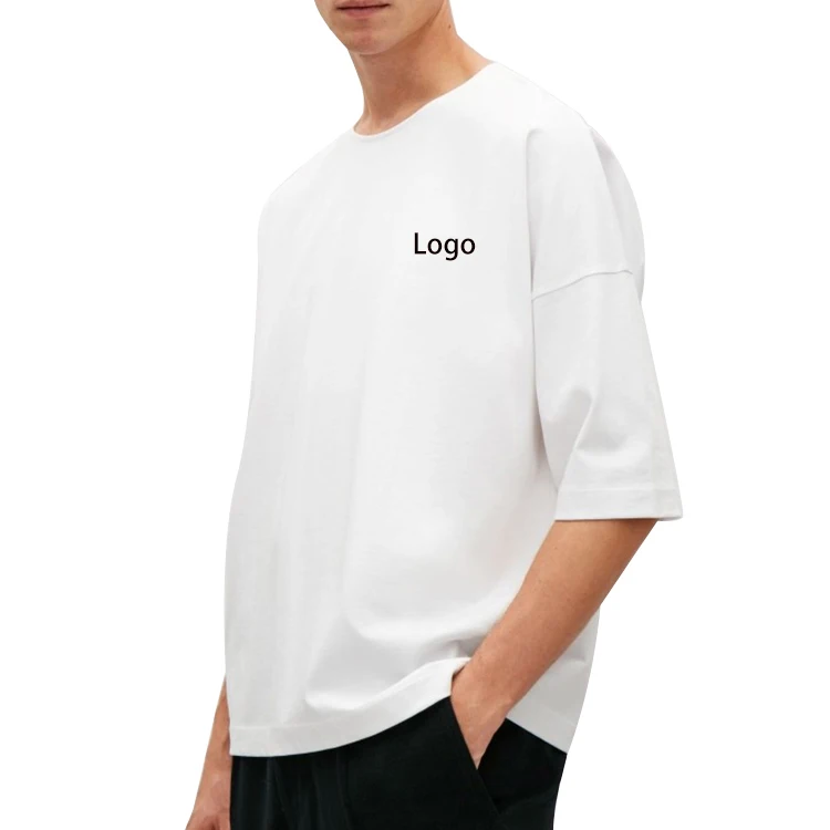 Модная мужская футболка с рукавом 3/4, Белая пустая футболка, мужская длинная футболка большого размера