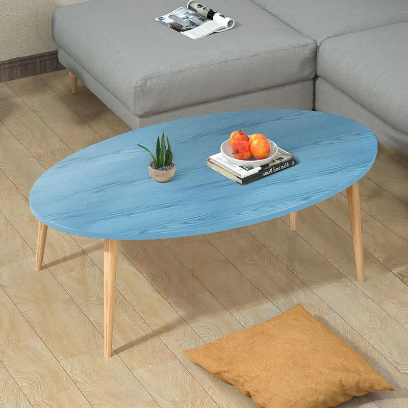 Современный декоративный деревянный журнальный столик овальной формы для гостиной