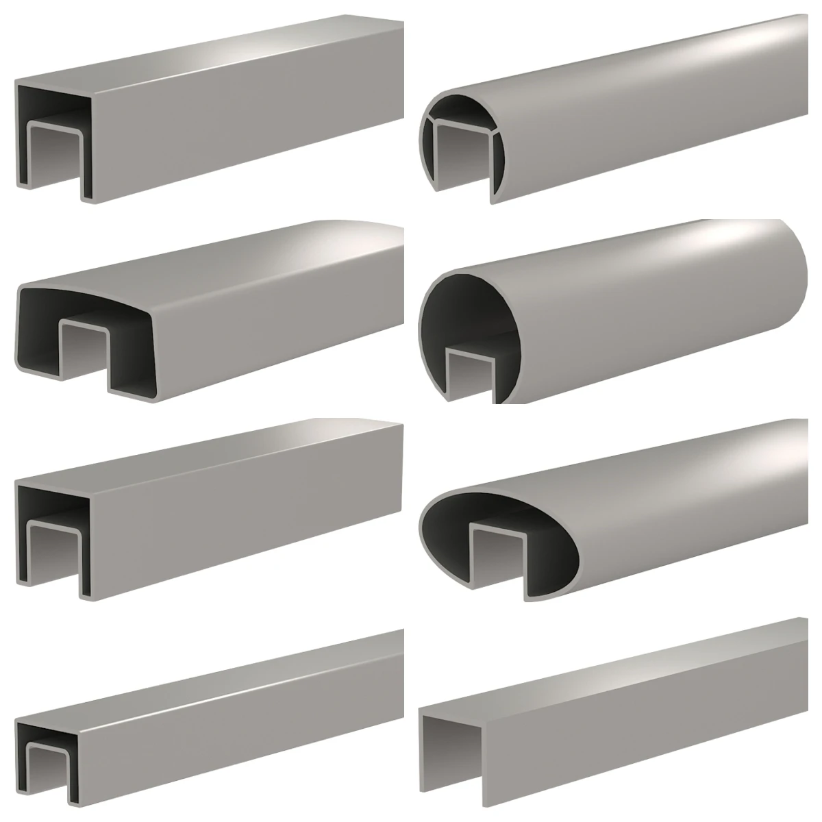 Balustrades Stainless Steel 304 316 Duplex 2205 Square Slot Cap Rails Tube Fitting Glass Balustrade