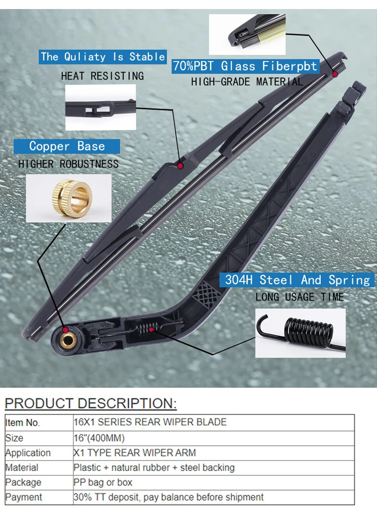 Best Quality OE Design Japan Car Model Fast Mover GEMA1270 ROHS Rear Wiper Blade for TOYOTA AURIS MK.2