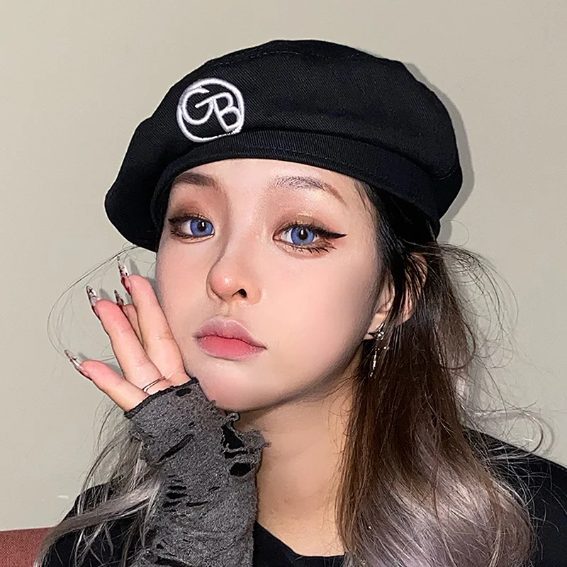 
Hot sale thin painter hat men ins brand British retro Joker octagonal hat letter ladies beret 