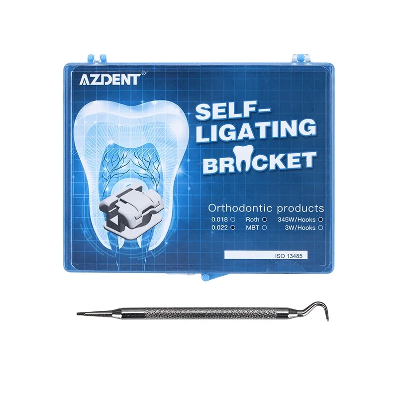AZDENT Orthodontic Dental Metal Self-Ligating Brackets with Buccal Tube
