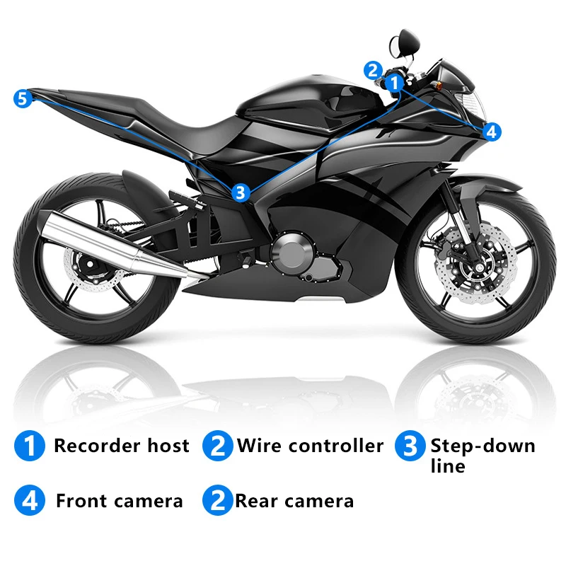 OEM HD 2 Inch Dual Lens Motorcycle Black Box Waterproof 1080P Car Dash Cam Camera Loop recording 3 Cameras Driving Recorder