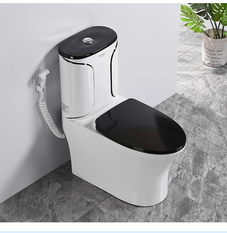 New design Southeast Asia best sell siphon 300mm dual flush bathroom ceramic one piece golden toilet