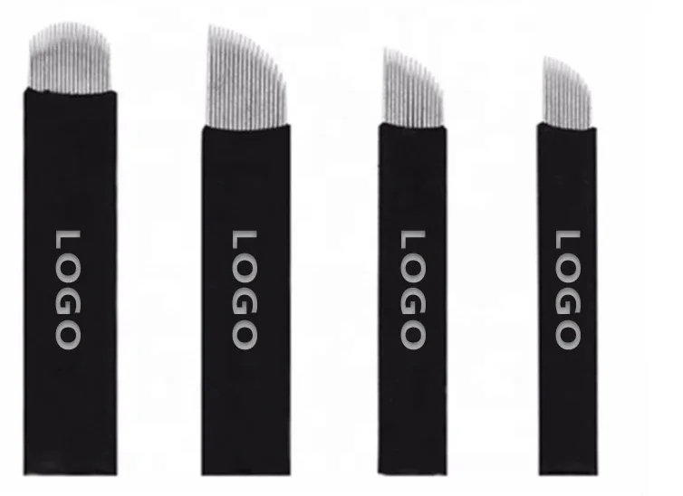 Private Label  0.18 mm Sharpest 304 Stainless Steel Microblading Needles Blades Black Cover  Eyebrow blade microblading