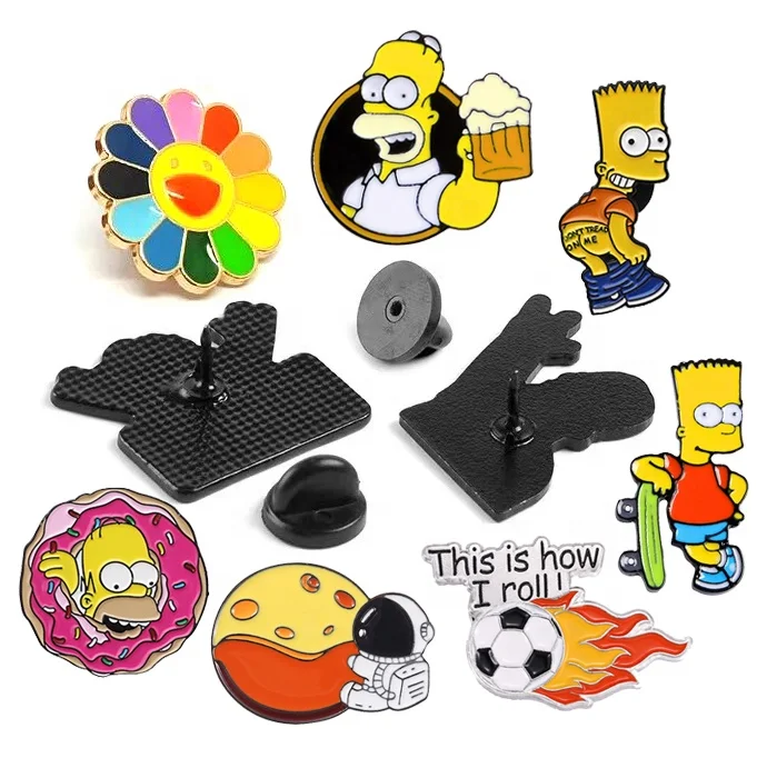 DIY kids cartoon metal rhinestone buckle enamel anime metal brooch broches pins brooches