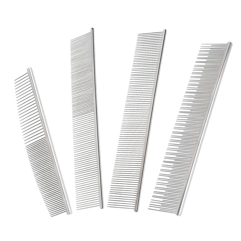 Factory Wholesale Custom Logo Golden Stainless Steel Cat Pin Hair Comb Metal Dog Pet Grooming Flea Comb