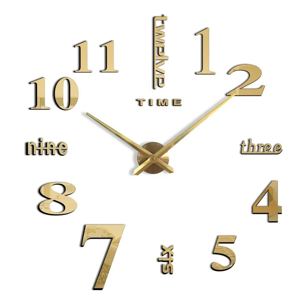 3D DIY Frameless Wall Clock Home Decorative Clock Sticker for Living Room Bedroom Office Wall Clocks
