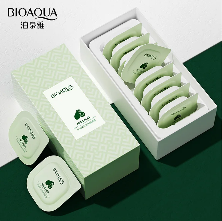 Bioaqua Avocado Extract Clearing Mud Cream Mask Moisturizing Oil-Control Acne Relief Smear Mask Boxed Korean Skin Care Products