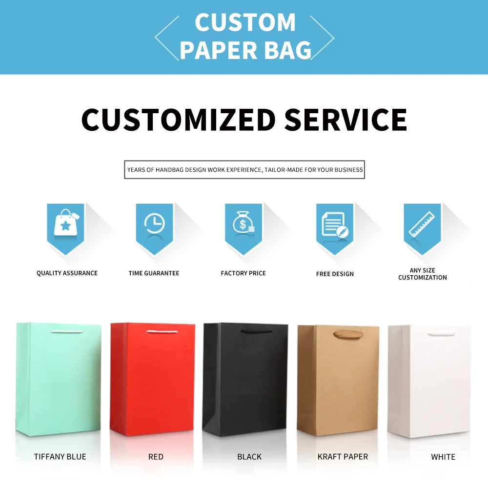 White Color Competitive Price Gift Paper Bags Recycle Material Ribbon Handle Custom Shopping Kraft Paper Bag With Your Own Logo