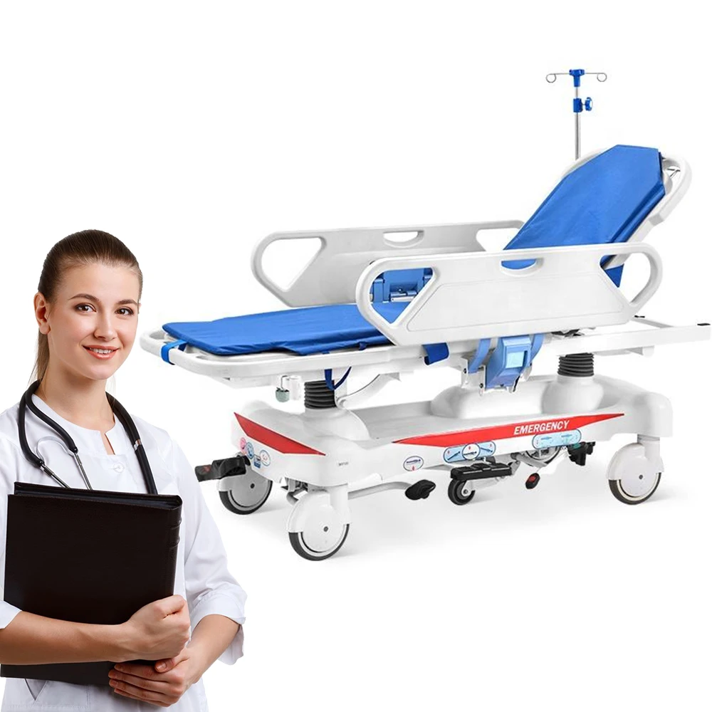 Hospital Room Equipment Hydraulic Medical Cart Transport Trolley For Patient