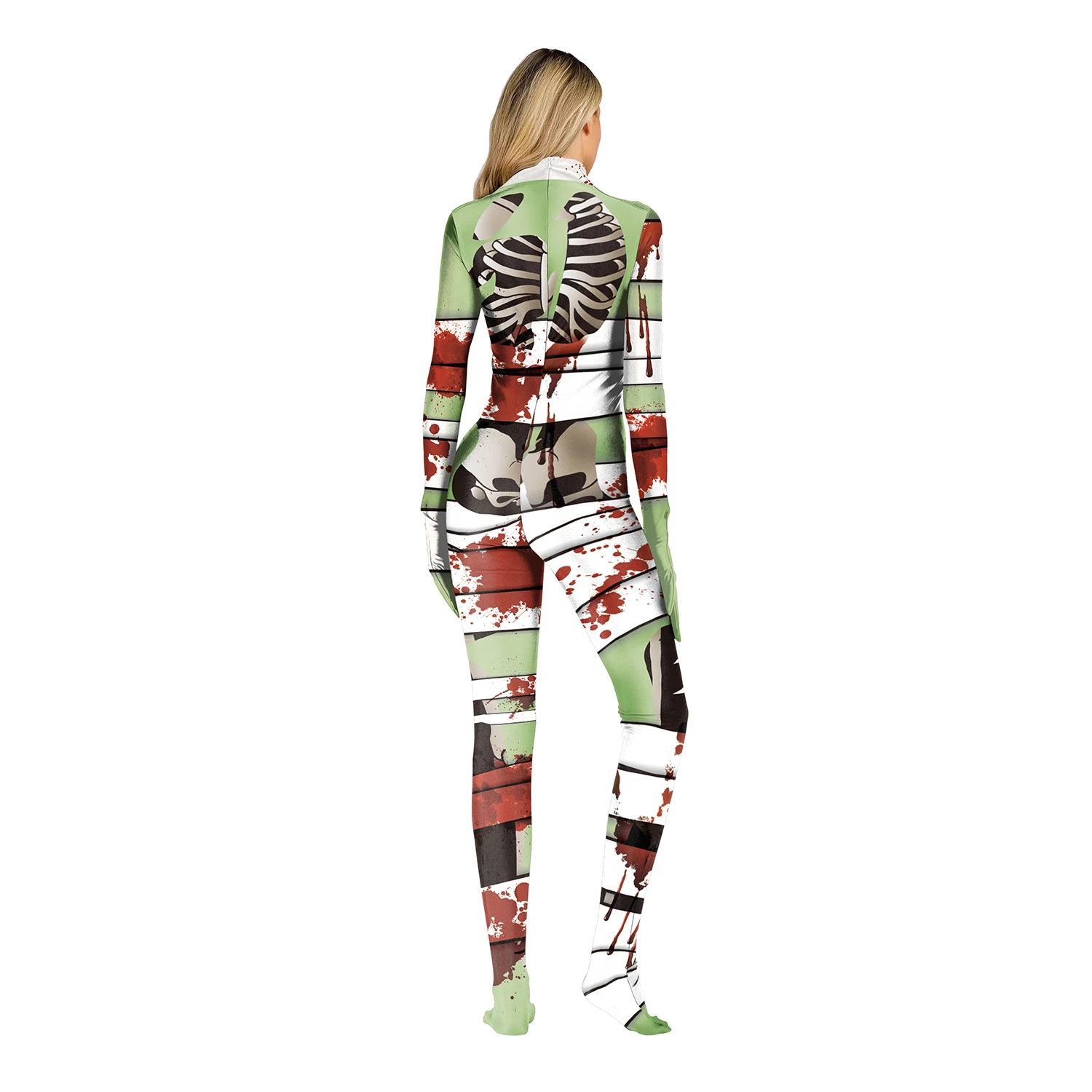 
Sexy Women Cosplay Jumpsuits Print Halloween Costumes Tight Bodysuit With Hands With Foot N37-36 