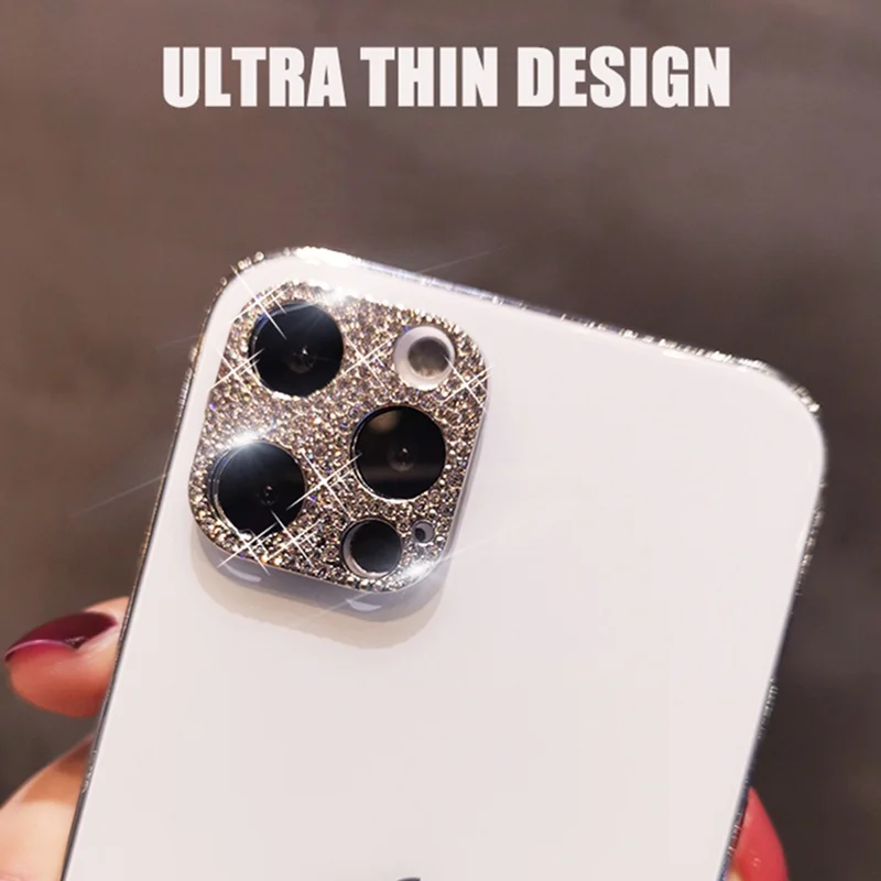 Shiny Bling Diamond Camera Lens Protector Case for IPhone 13 12 Mini 11 Pro Max Rhinestone Glitter Metal Screen Film