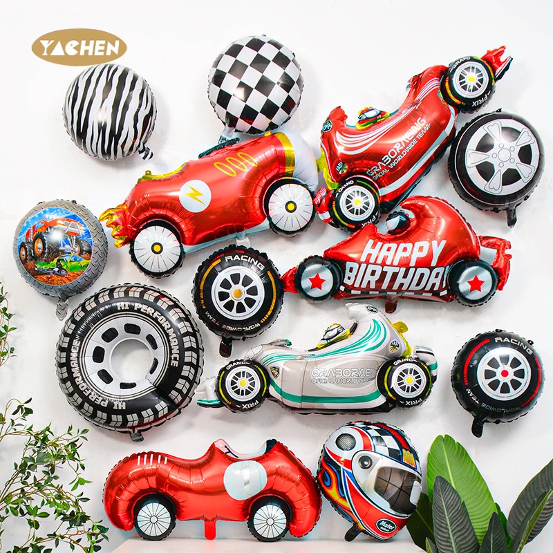 Yachen Wholesale Mylar Foil Motor Racing Helmet Balloons for Men Boys Race Car Theme Birthday Party Decorations Supplies