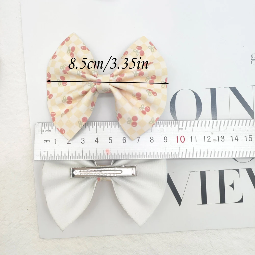 Factory Wholesale Custom Soft Leather Fabric Bow Hair Clip For School Kid Sweet Cute Color Ribbon Hair Bow for Women Baby
