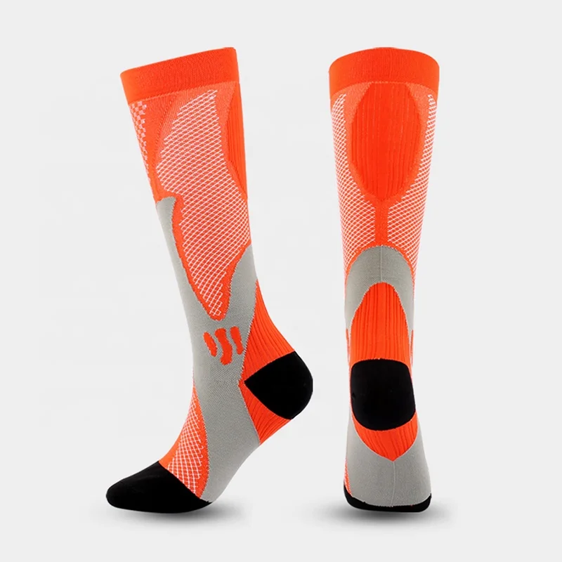 Custom unisex fashion coolmax spandex knee high men cycling sport socks 20-30mmhg compression socks