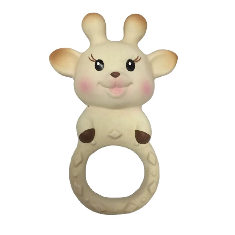 
BPA Free Custom Baby Natural Rubber Infant Teether toys Animal Ring 