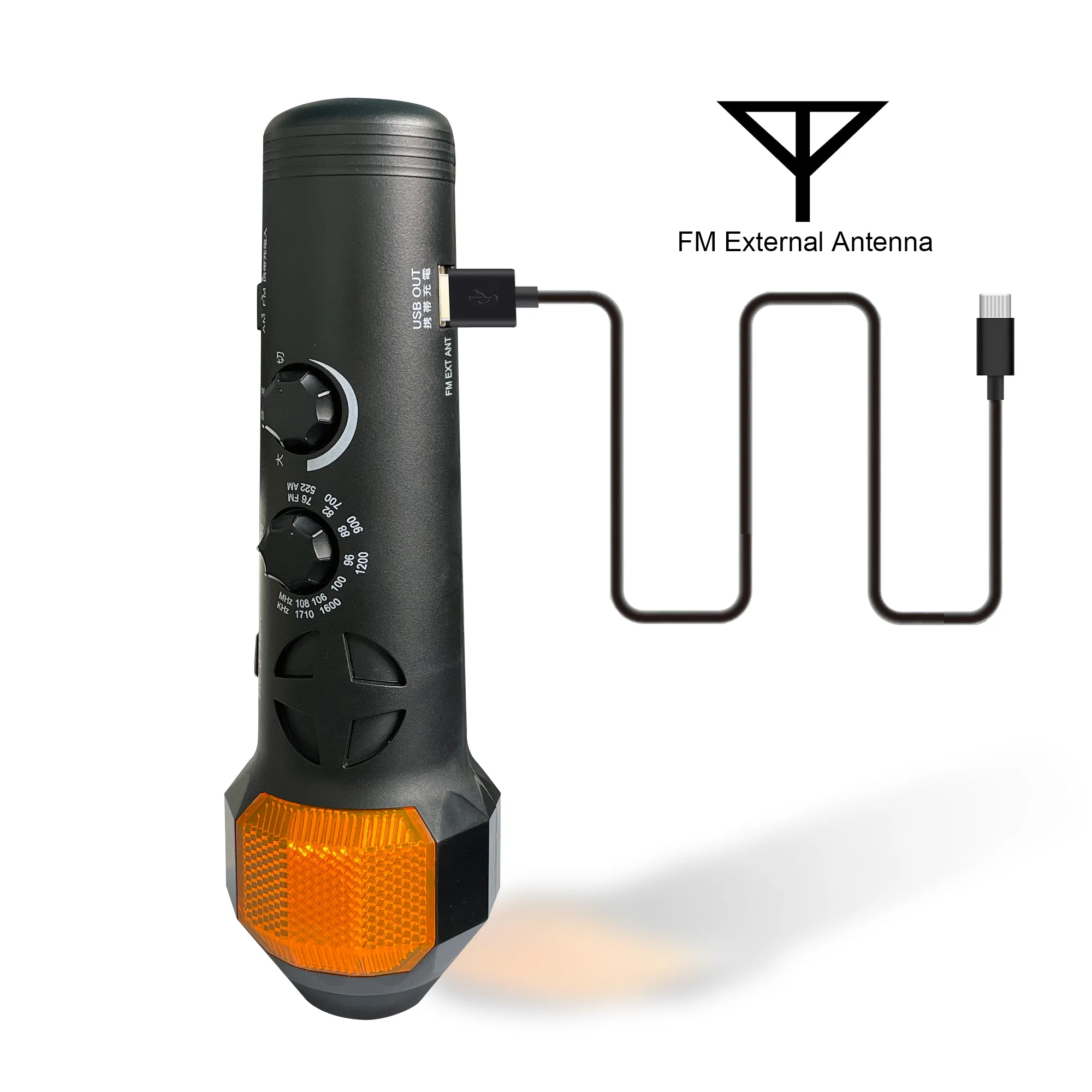 Emergency SOS Flash Light Earthquake Alarm Radio with USB Charger