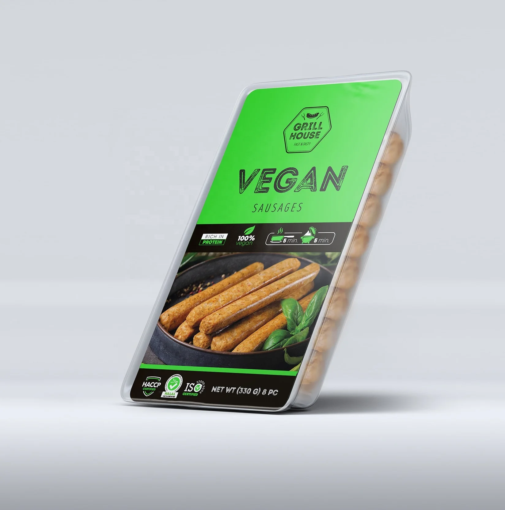 
Замороженные веганские сосиски, продукты на растительной основе, богатые белком, пшеницей и горохом, пластиковый лоток 330 г 