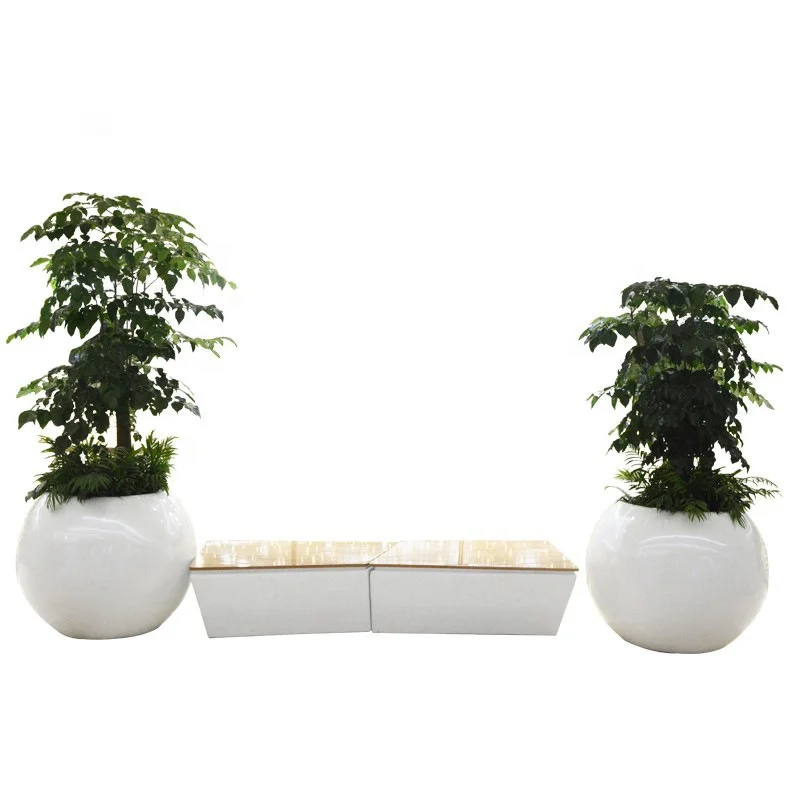 Outdoor Garden Decorative Flower Pot Planter Big Ceramic Sphere Sculpt Fiberglass for Shopping Mall Use