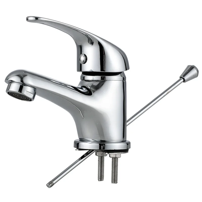 Economical European Style Brass Bathroom Faucet Single Handle Chrome Mixer Basin Faucet With Lift Rod Drain Stopper