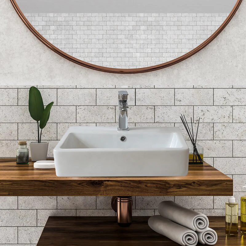  Moderm hotel family apartment Cabinet Countertop white color bathroom ceramic