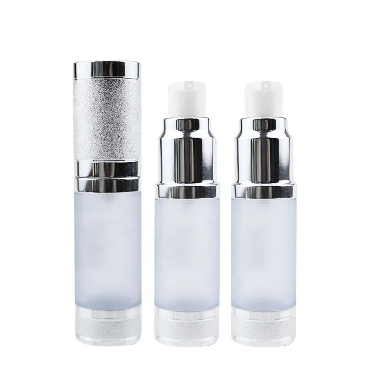 double wall 15ml acrylic glass cosmetic bottle pump airless bottle 30ml frosted matte with airless pump