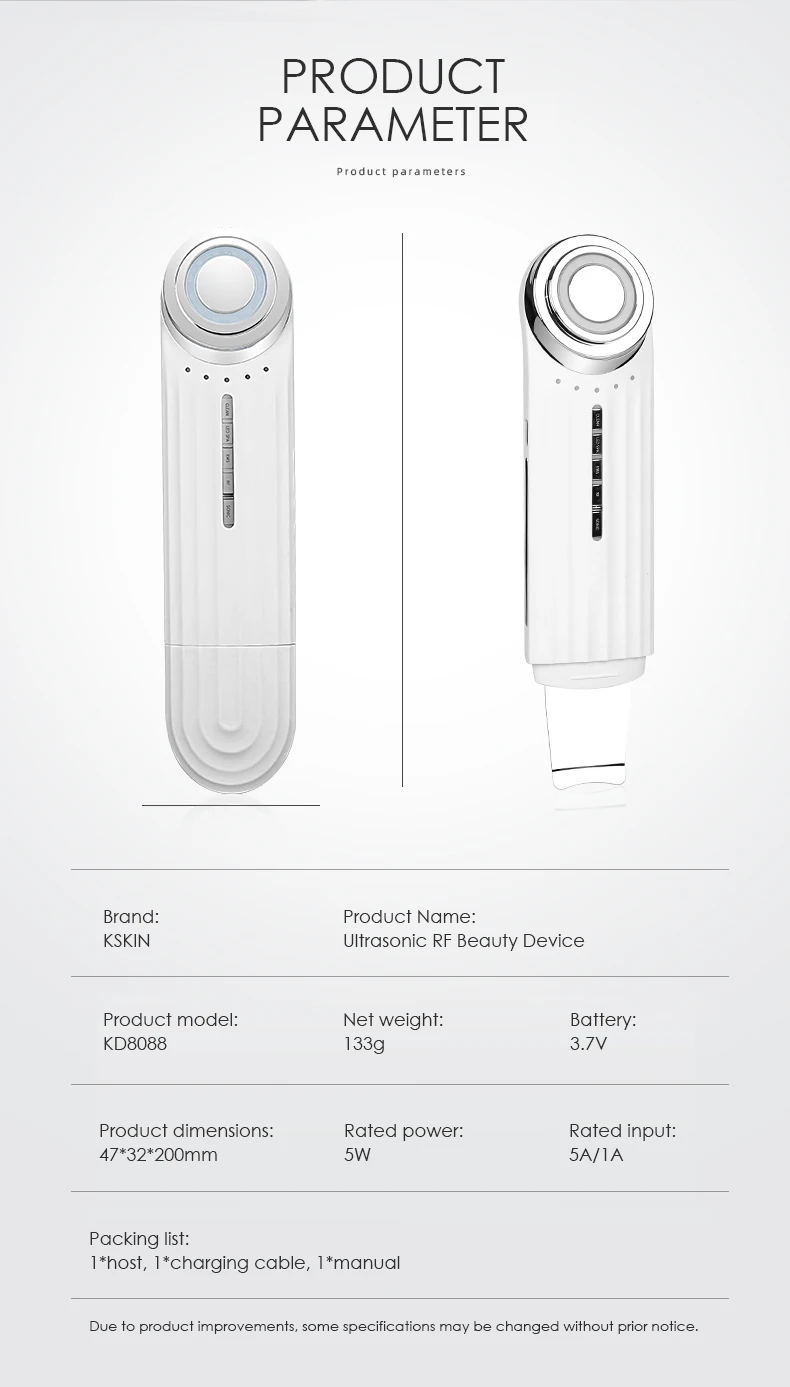 KSKIN Ultrasonic Skin Scrubber Ems Portable Wireless Charging Electric Sonic Facial Dead Skin Scrubber