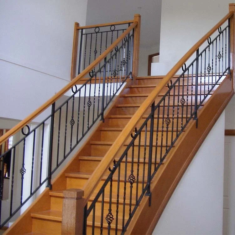 VIKO Indoor Solid Wood Wrought Iron Railing Stairs