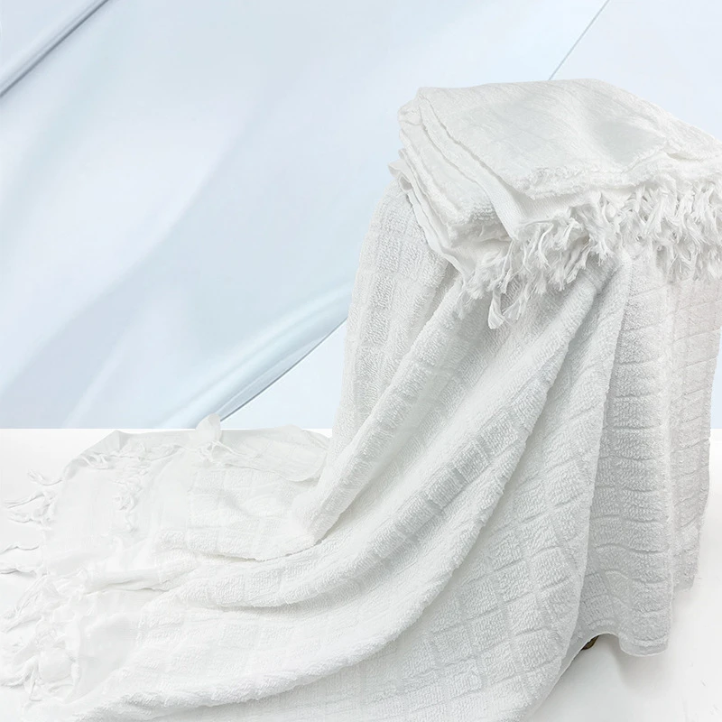105*210cm High Quality 100% Polyester Jacquard Muslim Haji Ihram Towel Spot Pilgrimage Towel White Ihram Hajj and Umrah Towel