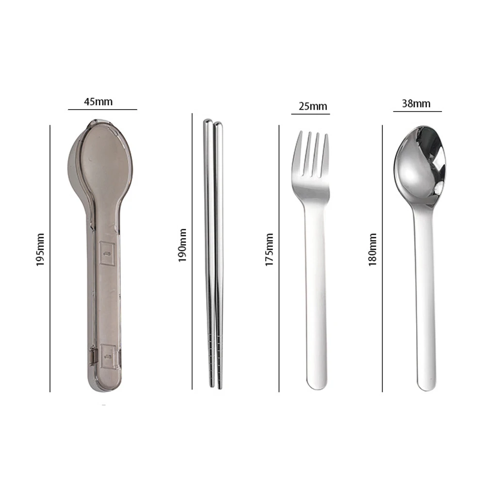 Personal Metal Spoon Fork Chopstick Stainless Steel Flatware With Case Portable Travel Cutlery Set for Outdoor Camping