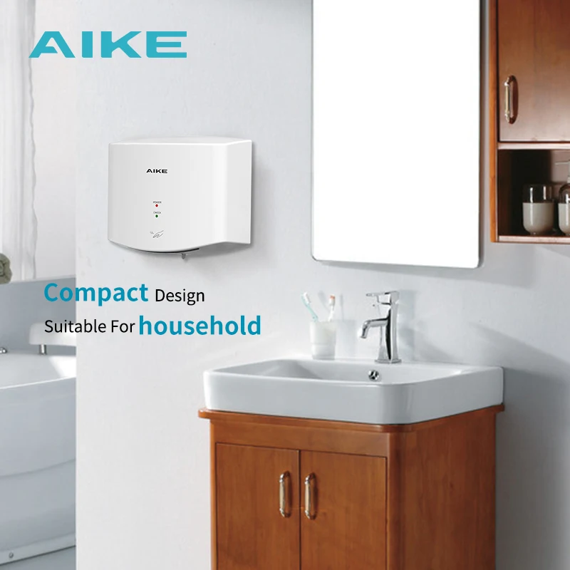 Aike wall mount automatic high speed mini black ABS hand dryer AK2630S commercial easy install hand dryers