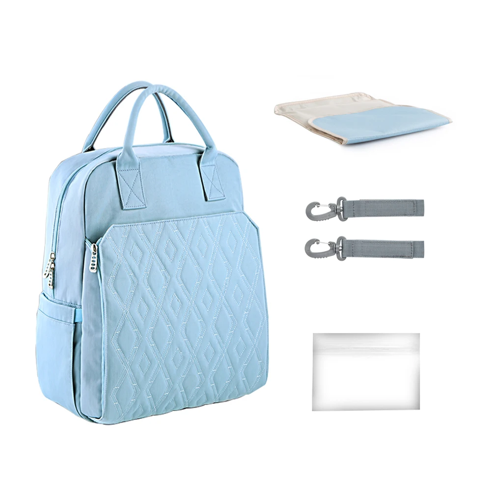 Fashion Waterproof Multi-function Travel Baby Diaper Bag Large Capacity Shoulder Tote Diaper Bag With Changing Mat