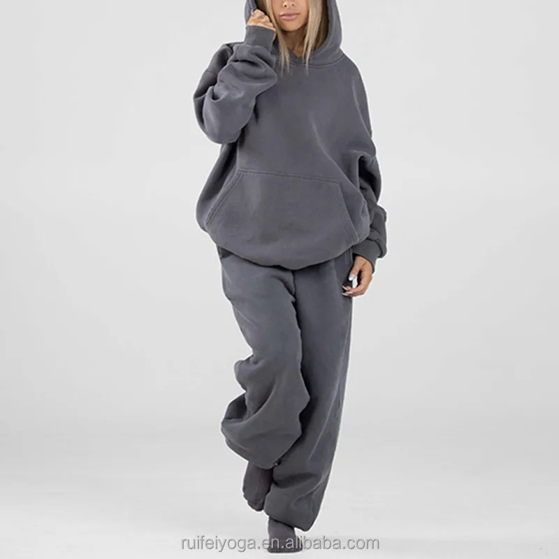 Bulk Unisex Fleece Sportswear Tracksuit Custom Logo High Quality Plain Heavyweight Oversized French Terry Cotton Blend Hoodie