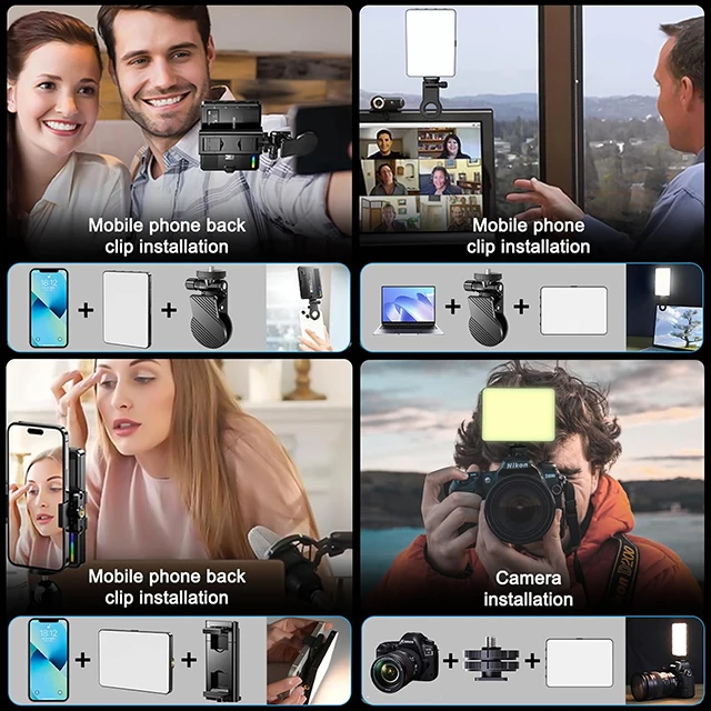 RGB multi-color adjustable mini Camera light led Video camera phone Fill light Square pocket light M16