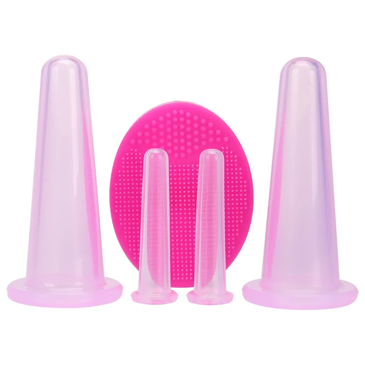 4PCS/Set Silicone Cupping Cup Set For Face Neck Back Eyes Massage Vacuum Cans Suction anti-cellulite massager Health Care Device
