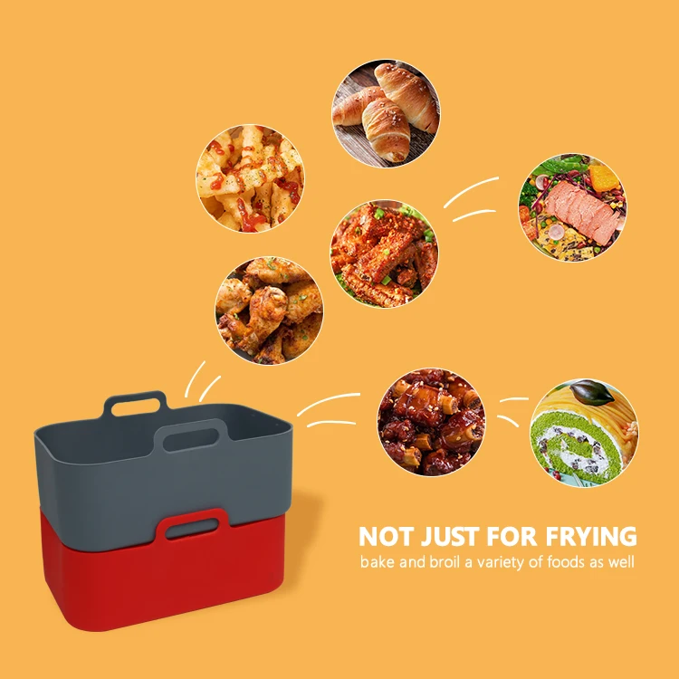 9-Pack Reusable Air Fryer Double Liners Non-Stick Baking Pan Rectangular Air Fryer Basket Tray Silicone Mold for Ninja Air fryer